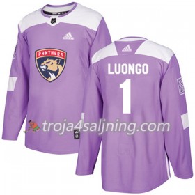 Florida Panthers tröja Roberto Luongo 1 Adidas 2017-2018 Lila Fights Cancer Practice Authentic - NHL Tröjor Herr